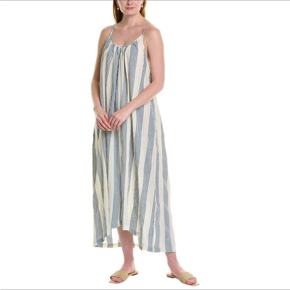 Pink Chicken Blue and Cream Striped Maxi Swim Coverup